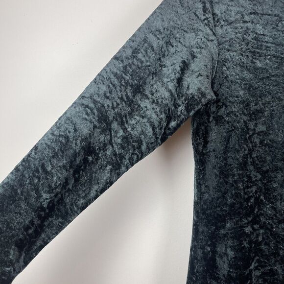 Vintage New‎ Visions Womens Maxi Dress S Forrest Green Crushed Velvet Whimsygoth - Picture 5 of 8